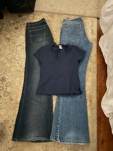Juniors Girls size 7 jeans & Tee LOT of 3 Space Girls + Tyte Jeans 30" in waist - Picture 1 of 19
