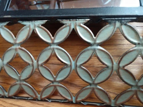 SQUARE Wall MIRROR Turquoise  w/ Gold Accents CUTWORK, Inverted, Fabulous Cover