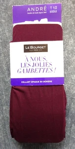Blickdichte Strumpfhose 50D Bordeaux Le Bourget By André Größe 2 FR40/42 UK9 US - Bild 1 von 4