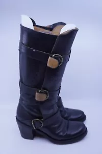 Fiorentini + Baker Eternity Engineer Moto Boots Leather 3 Buckle Womens 37 US 7 - Picture 1 of 7