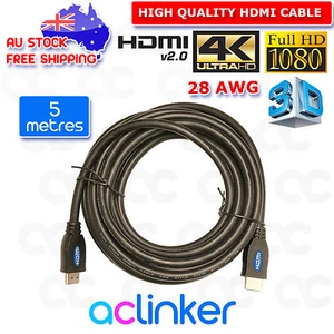 5M 4K Ultra HD Premium HDMI Cable V2.0 Gold Plated 3D High Speed Ethernet 1080P - Picture 1 of 4