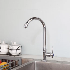 Grifo mezclador fregadero de orificio de cocina/baño cromo cocina/baño de mango único grifo - Imagen 1 de 10