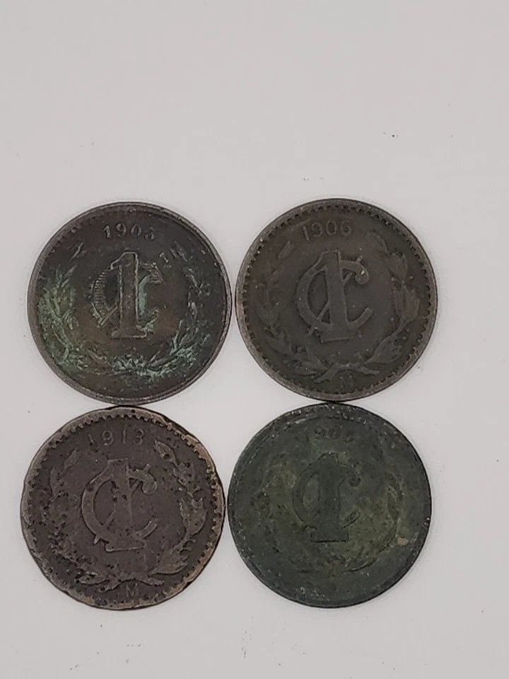MEXICO 1 ONE CENTAVO coins, bronze 1903-1905-1906-1913-Mixed Lot (3) - Image 1 of 2