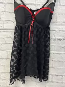 new Cacique Lace Babydoll Nightie w/Matching Thong Panty Womens 18/20 black sexy - Picture 1 of 11