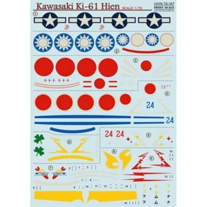 Print Scale 72-167 Decal for airplane 1:72 Kawasaki Ki-61 Hien Waterslide decals - Picture 1 of 24