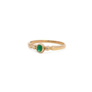 Filigraner Edelsteinring Smaragd Diamant Gelbgold 14K 585 Damenschmuck Goldring - Bild 1 von 5