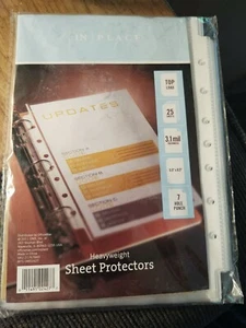 Heavyweight Sheet Protectors 25 Sheets Top Load 3.1 mil 5.5 x 8.5 in 7 hole New - Picture 1 of 3