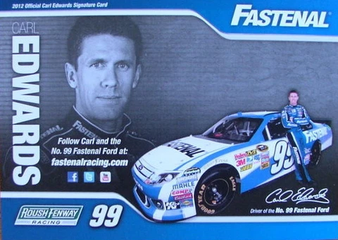 2012 Carl Edwards Fastenal Ford Fusion NASCAR postcard Cover