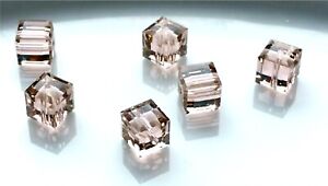36 Pcs 6mm Swarovski® Crystal #5601 Cube Beads  -  VINTAGE ROSE