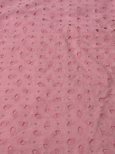 Vintage Cotton Fabric 5 Yards 44" Wide Pink Cutout Eyelet Unbranded Lightweight - Picture 1 of 6