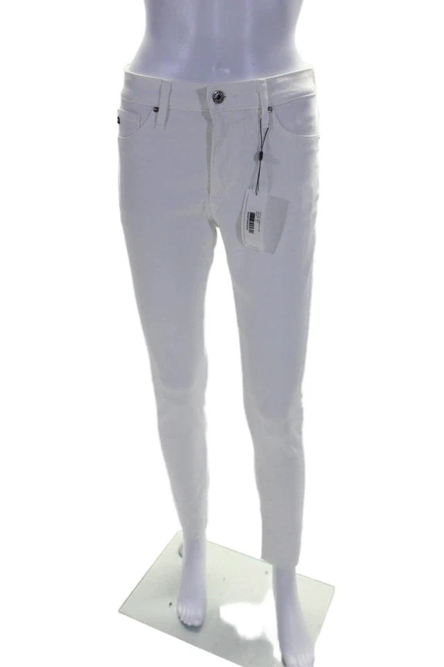 Pantalones Adriano Goldschmied Mujer Cremallera Frontal Pierna Cónica Blanco Talla 26 Foto 1 de 4