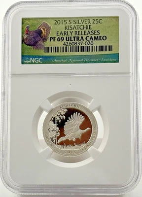 2015-S Silver Quarter Kisatchie Early Release PF69 Ultra Cameo NGC - Image 1 of 2
