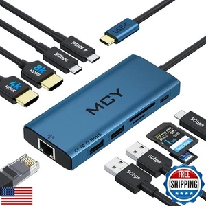 MCY USB C Hub,Laptop Docking Station Dual Monitor Single 8K,2x4K@60Hz,10 in 1 - Afbeelding 1 van 5