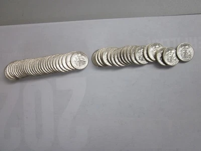 BRILLANTE ROLLO SIN CIRCULAR DE 50 MONEDAS DE DIEZ CENTAVOS ROOSEVELT 1955-S, VER FOTOS, ¡SE ENVÍA GRATIS! Foto 1 de 4