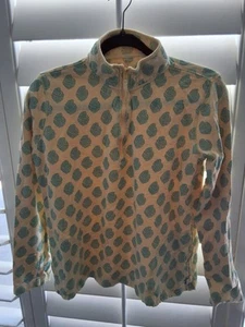 Orvis Paisley Pullover M Pale Yellow Quarter Zip Teal Blue Cotton Unique Shirt - Picture 1 of 10
