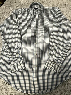 LANDS END  Non Iron  Pinpoint Oxford SIZE 17 -35  100% COTTON BLUE striped SHIRT - Image 1 of 4