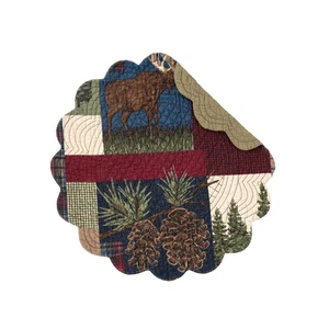 Rutherford Rustic Lodge Cotton Quilted Round Reversible Thanksgiving Placemats - Picture 1 of 4