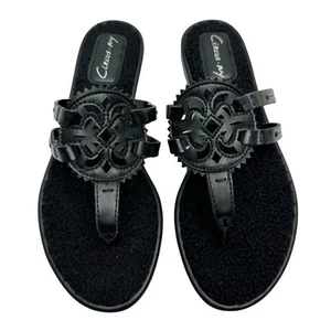 Sam Edelman Circus NY NWOB Sz 7 Canyon 10 Black Faux Leather Cushioned Sandal - Picture 1 of 10