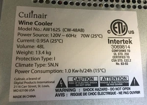 Culinair AW162S Wine Cooler Parts - Picture 1 of 37