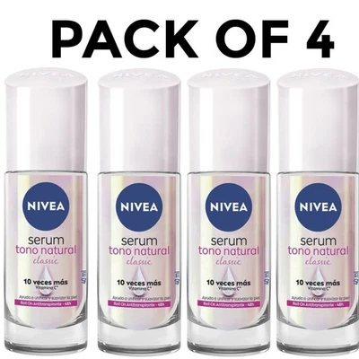 4 PACK Nivea Desodorante Serum Tono Natural Classic Roll-On  - Vitamina C 40ml  - Image 1 of 4
