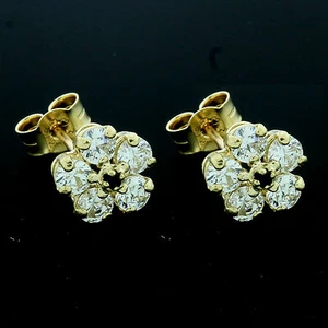 Aretes de oro amarillo de 9 quilates con zafiro sintético y C/Z - Imagen 1 de 1