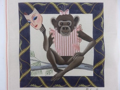 Leigh MONO HEMBRA CON MÁSCARA HUMANA Lona punta aguja pintada a mano 5105 NUEVO Foto 1 de 4