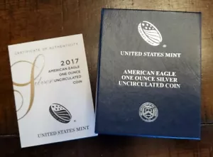 2017-W Uncirculated $1 American Silver Eagle Box & COA | No Coin - Picture 1 of 1
