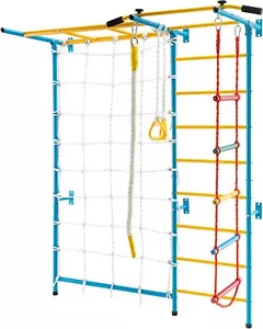 JOY Indoor Jungle Gym, 7-in-1 Steel Home Playground with Monkey Bars, Rope Wall - Picture 1 of 10
