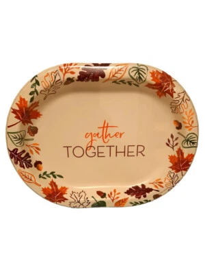 "Gather Together" Fall Festivities 8 Ct 12 x 10" Paper Buffet Platters Thanksgiv - Image 1 of 2