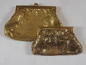 Lot of 2 Vintage Whiting & Davis Gold Mesh Coin Purse Made in USA - Picture 1 of 9