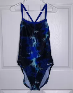 Nike Swimsuit Women 40 14 Tank Blue One Piece Bathing Suit New NWT - Picture 1 of 3