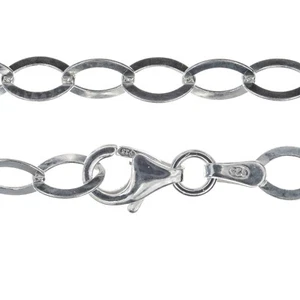 Brazalete de plata de ley 925 cadena Forzatina plana para dama - 5 mm - 7,5 pulgadas - Imagen 1 de 6