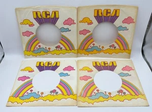 RCA Records Company Sleeves 45 RPM Vinyl Lot of 4 Rainbow Clouds 60s Retro - Foto 1 di 6