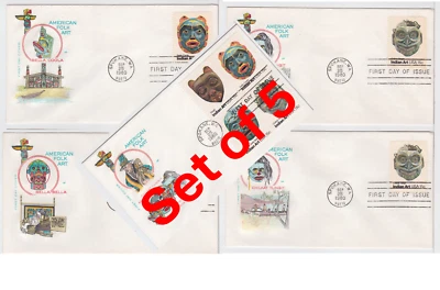 TurtlesTradingPost- Northwest Indian Masks- 1980 FDC #1834-37 - Farnam 5 Covers - Image 1 of 4