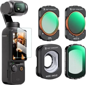 K&F Concept Magnetic Filter Kit (CPL ,1/4 ,ND ,Wide Angle) for DJI Osmo Pocket 3 - Picture 1 of 21
