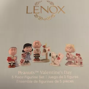 Juego de 5 estatuillas Lenox PEANUTS San Valentín 2024 NUEVO Snoopy Charlie Brown - Imagen 1 de 5