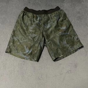 PrAna Mojo Shorts Mens Large M Green Blue Yoga Hike Bike Outdoor Performance - Picture 1 of 7