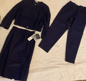 Vintage neu aus altem Lagerbestand Weathervane Damen BLAU SuedeMark Hose/Rock Jacke Anzug 10 P Neu mit Etikett - Bild 1 von 15