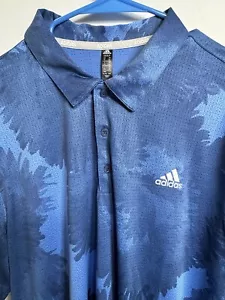 Adidas Golf Poloshirt Extra Large blau/hellblau Druck Stretch UVP 65 $ - Bild 1 von 9