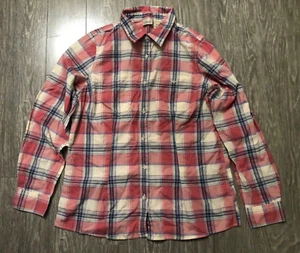 Camisa de franela a cuadros LL Bean para mujer mediana rosa abotonada manga larga usada - Imagen 1 de 9