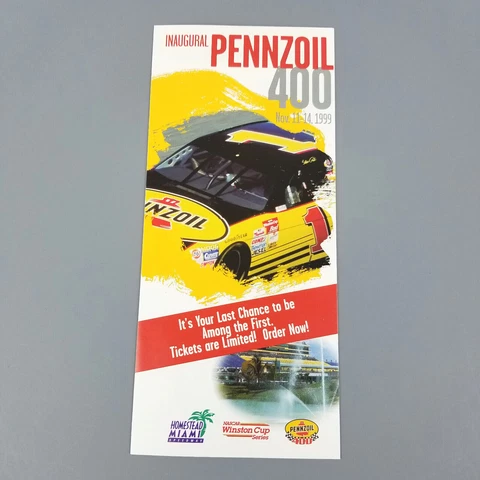 Vintage NASCAR  Winston Cup Pennzoil 400 Race Ticket Brochure, Homestead Miami Cover