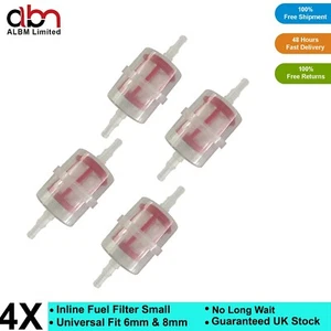 4x Inline Fuel Filter Small Universal Fit 6mm & 8mm Pipes - Diesel Fuel Filters - Picture 1 of 14
