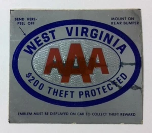 Calcomanía adhesiva vintage de servicio de club de autos de seguro de vehículo de West Virginia AAA - Imagen 1 de 1