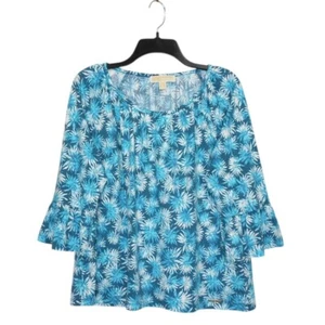 Michael Kors Top Damen M L Mehrfarbig Baumwolle Modal 3/4 Glocken Raglanärmel Logo - Bild 1 von 12
