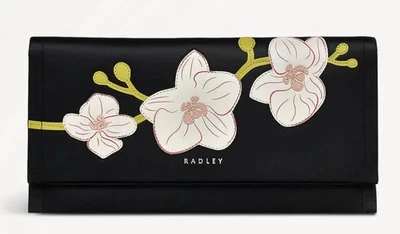 RADLEY BLACK LUNAR SNAKE LEATHER MATINEE PURSE WALLET LARGE PICTURE LTD NEW!!! - Image 1 of 4