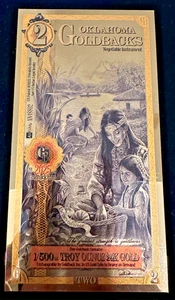 2025 - 2 OKLAHOMA Goldback Aurum Gold Foil Note 1/500 oz 24kt .999 Fine IN STOCK - Picture 1 of 5