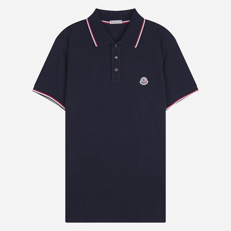 Мужская футболка Moncler с тремя полосками темно-синяя 8A70300 84556 77X 144127594 - Изображение 1 из 3