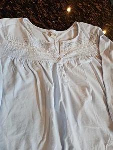 Camicia da notte LL Bean Cottagecore blu 100% cotone e pizzo vintage XL - Foto 1 di 9
