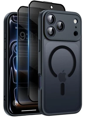 HEISSITOT Magnetic for iPhone 17 Pro Max Case with Privacy Screen Protectors X2 [Camera