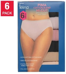 Felina Confezione 6 Pezzi Donna Taglia XL Taglio Alto con Bordo in Pizzo, Confezione Aperta - Foto 1 di 9